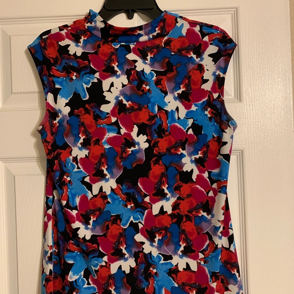Cowl neck, sleeveless blouse